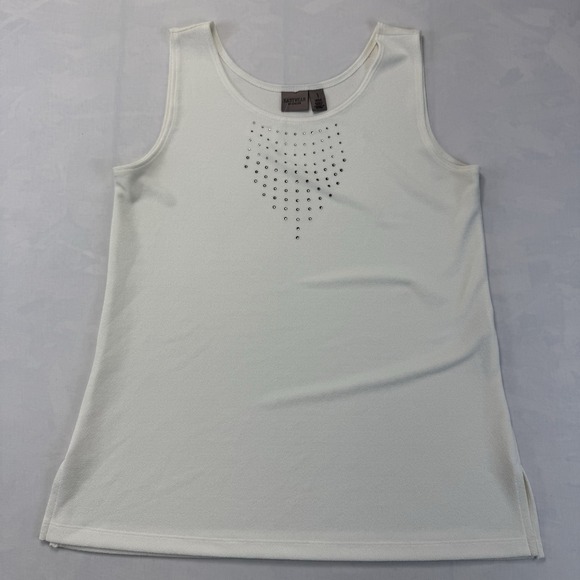 Chico’s Tops - Easywear by Chico's Women's Size 1 Medium White Rhinestone Sleeveless Tank Top